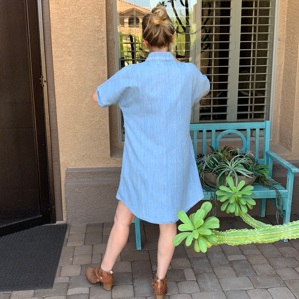 Short Sleeve Denim Dress w/ Pockets